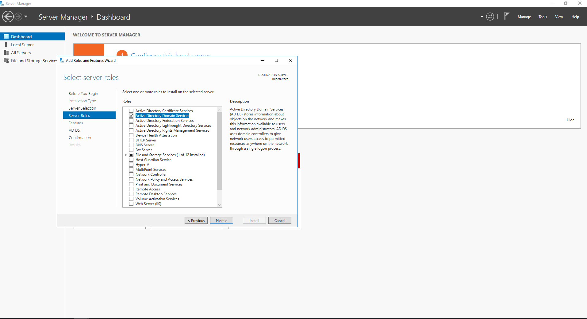 Add AD/DS to minedutech server