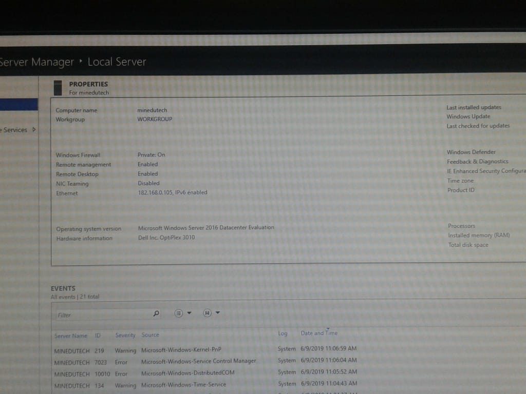 server 2016 post installation