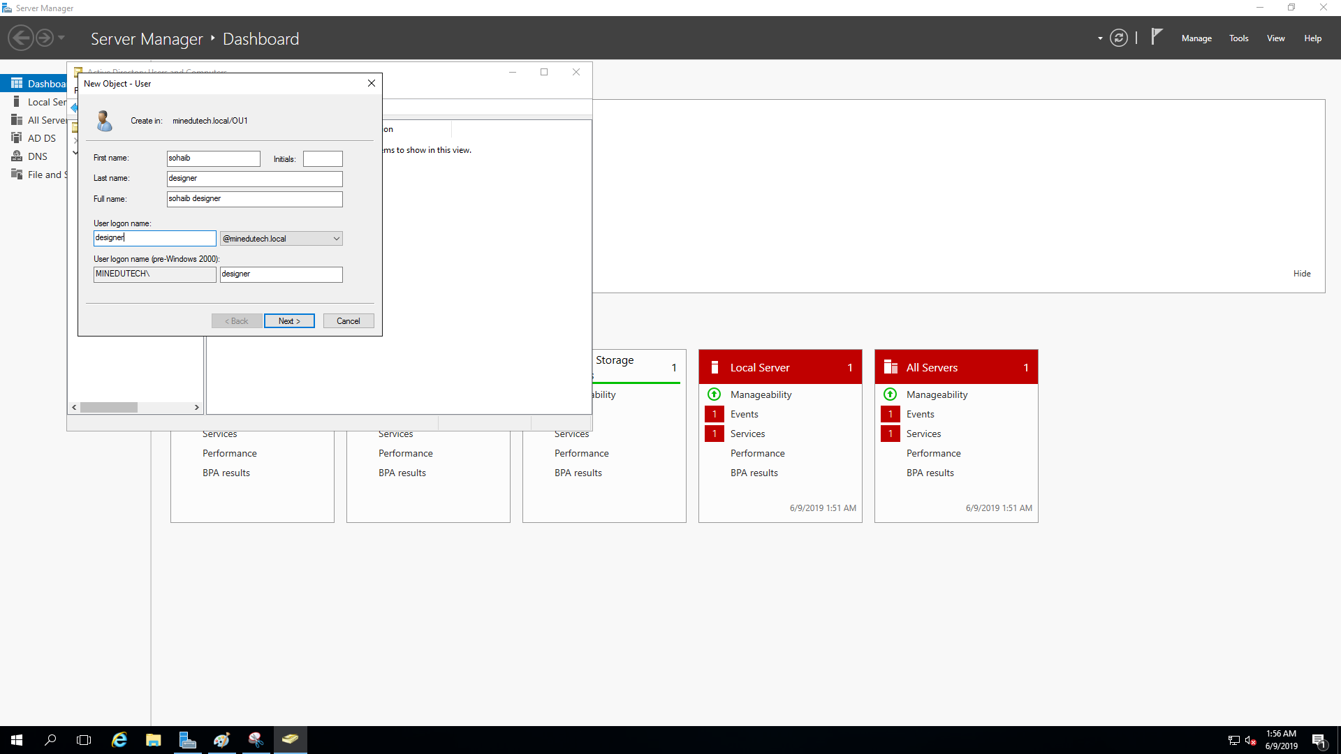 now enter the name designation of user